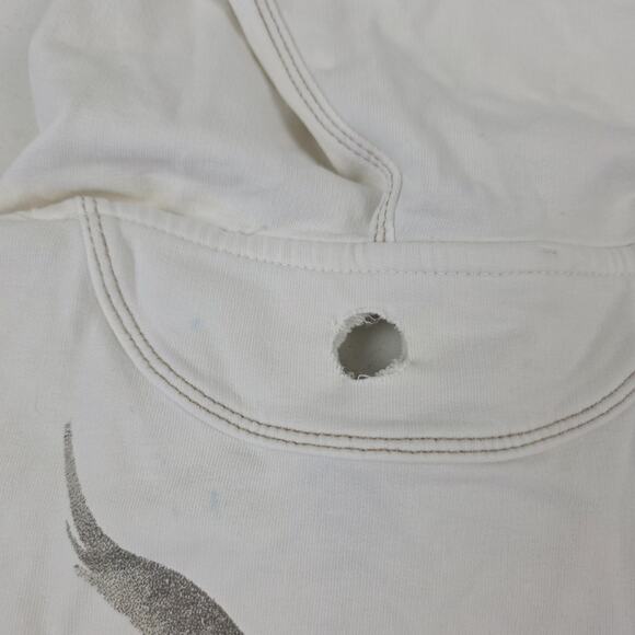 Max Mara Sportmax Code Hoodie Womens Medium White Full Zip Graphic Back Eyelet - Picture 13 of 14